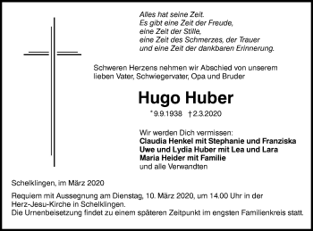 Traueranzeige von Hugo Huber von Ehinger Tagblatt