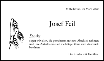 Traueranzeige von Josef Feil von Rundschau Gaildorf