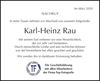 Traueranzeige von Karl-Heinz Rau von Haller Tagblatt