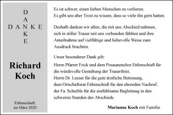 Traueranzeige von Richard Koch von SÜDWEST PRESSE Ausgabe Ulm/Neu-Ulm