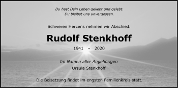 Traueranzeige von Rudolf Stenkhoff von Hohenzollerische Zeitung