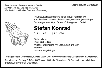 Traueranzeige von Stefan Konrad von NWZ Neue Württembergische Zeitung