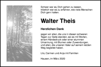 Traueranzeige von Walter Theis von Ehinger Tagblatt