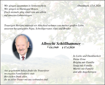 Traueranzeige von Albrecht Schöllhammer von NWZ Neue Württembergische Zeitung