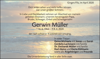 Traueranzeige von Gerwin Müller von Geislinger Zeitung