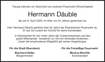 Traueranzeige von Hermann Däuble von NWZ Neue Württembergische Zeitung