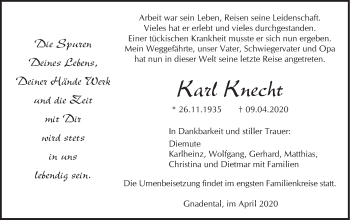 Traueranzeige von Karl Knecht von Haller Tagblatt