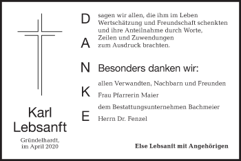 Traueranzeige von Karl Lebsanft von Hohenloher Tagblatt