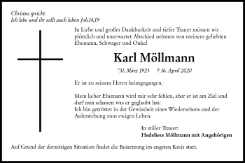 Traueranzeige von Karl Möllmann von Haller Tagblatt