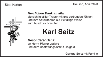 Traueranzeige von Karl Seitz von Haller Tagblatt