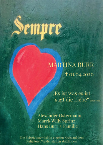 Traueranzeige von Martina Burr von SÜDWEST PRESSE Ausgabe Ulm/Neu-Ulm