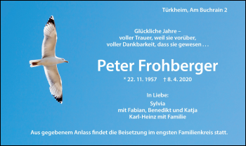 Traueranzeige von Peter Frohberger von Geislinger Zeitung