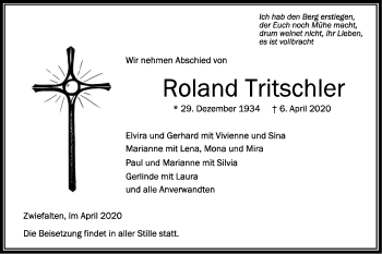 Traueranzeige von Roland Tritschler von Alb-Bote/Metzinger-Uracher Volksblatt