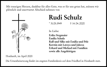 Traueranzeige von Rudi Schulz von Hohenloher Tagblatt