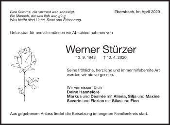 Traueranzeige von Werner Stürzer von NWZ Neue Württembergische Zeitung