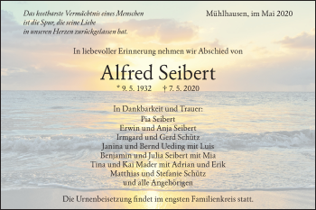 Traueranzeige von Alfred Seibert von Geislinger Zeitung