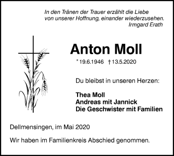 Traueranzeige von Anton Moll von SÜDWEST PRESSE Ausgabe Ulm/Neu-Ulm