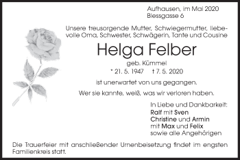 Traueranzeige von Helga Felber von Geislinger Zeitung