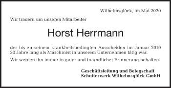 Traueranzeige von Horst Herrmann von Haller Tagblatt