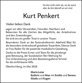 Traueranzeige von Kurt Penkert von SÜDWEST PRESSE Ausgabe Ulm/Neu-Ulm