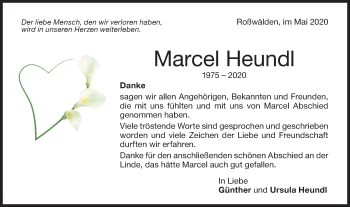 Traueranzeige von Marcel Heundl von NWZ Neue Württembergische Zeitung