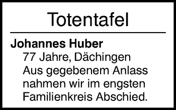 Traueranzeige von Totentafel vom 28.05.2020 von Ehinger Tagblatt