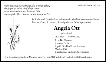 Traueranzeige von Angela Ott von Haller Tagblatt