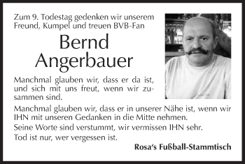 Traueranzeige von Bernd Angerbauer von Rundschau Gaildorf