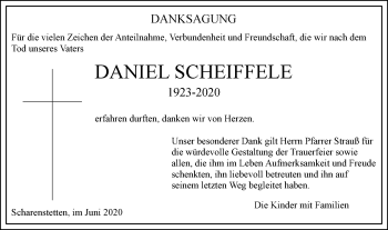 Traueranzeige von Daniel Scheiffele von SÜDWEST PRESSE Ausgabe Ulm/Neu-Ulm