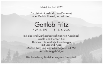 Traueranzeige von Gottlob Fritz von NWZ Neue Württembergische Zeitung