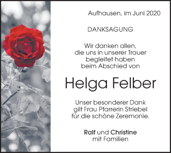 Traueranzeige von Helga Felber von Geislinger Zeitung