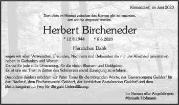 Traueranzeige von Herbert Bircheneder von Rundschau Gaildorf