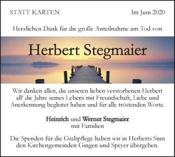 Traueranzeige von Herbert Stegmaier von Geislinger Zeitung