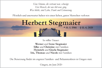 Traueranzeige von Herbert Stegmaier von Geislinger Zeitung