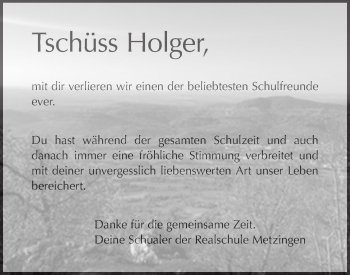 Traueranzeige von Holger  von Metzinger-Uracher Volksblatt