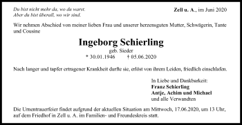 Traueranzeige von Ingeborg Schierling von NWZ Neue Württembergische Zeitung