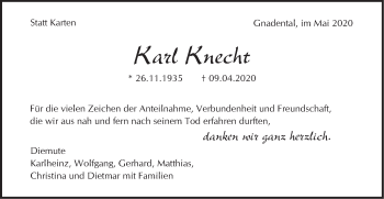 Traueranzeige von Karl Knecht von Haller Tagblatt