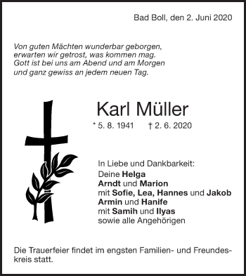 Traueranzeige von Karl Müller von NWZ Neue Württembergische Zeitung