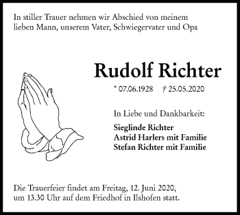 Traueranzeige von Rudolf Richter von Haller Tagblatt