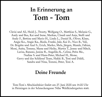 Traueranzeige von Tom-Tom  von NWZ Neue Württembergische Zeitung