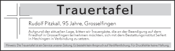 Traueranzeige von Totentafel vom 17.06.2020 von Hohenzollerische Zeitung