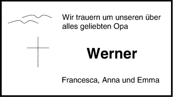 Traueranzeige von Werner  von Hohenzollerische Zeitung