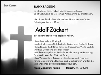 Traueranzeige von Adolf Zückert von Hohenzollerische Zeitung