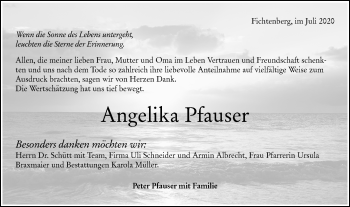 Traueranzeige von Angelika Pfauser von Rundschau Gaildorf