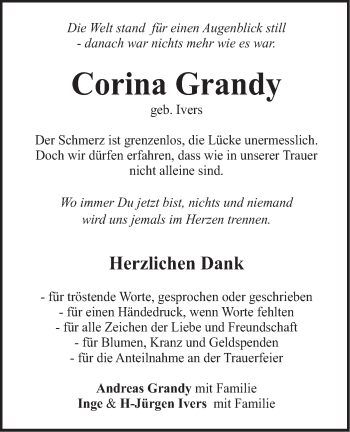 Traueranzeige von Corina Grandy von SÜDWEST PRESSE Ausgabe Ulm/Neu-Ulm