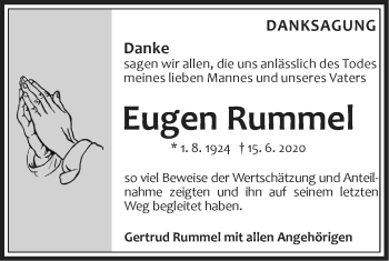 Traueranzeige von Eugen Rummel von NWZ Neue Württembergische Zeitung