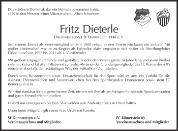 Traueranzeige von Fritz Dieterle von Alb-Bote/Metzinger-Uracher Volksblatt