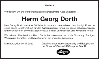 Traueranzeige von Georg Dorth von Haller Tagblatt