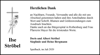 Traueranzeige von Ilse Ströbel von Hohenloher Tagblatt