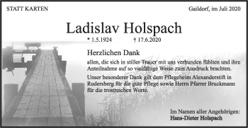 Traueranzeige von Ladislav Holspach von Rundschau Gaildorf